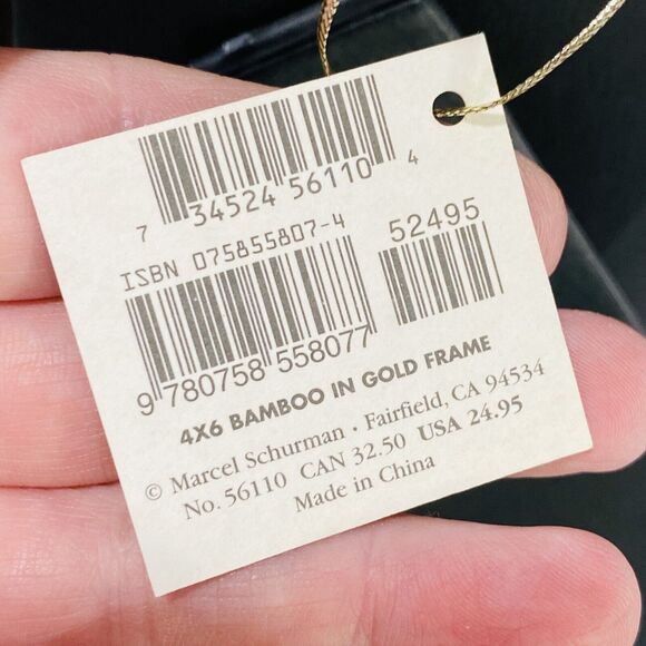 Photo Frame by Marcel Sherman 4"x6" Bamboo in Gold Standing Tabletop Display - Picture 6 of 7